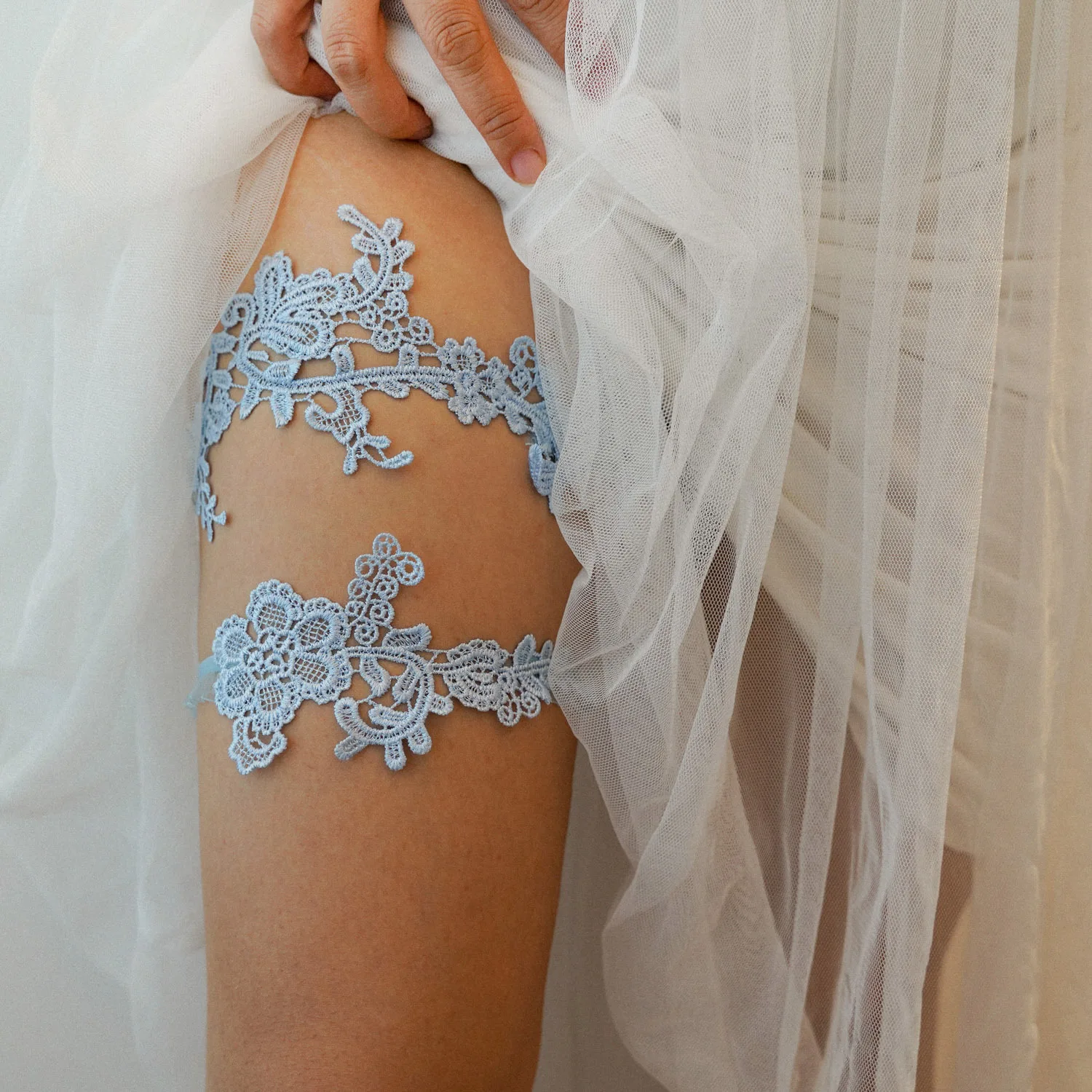 Garter Belt Set - Set Garter Pernikahan Biru Langit dengan