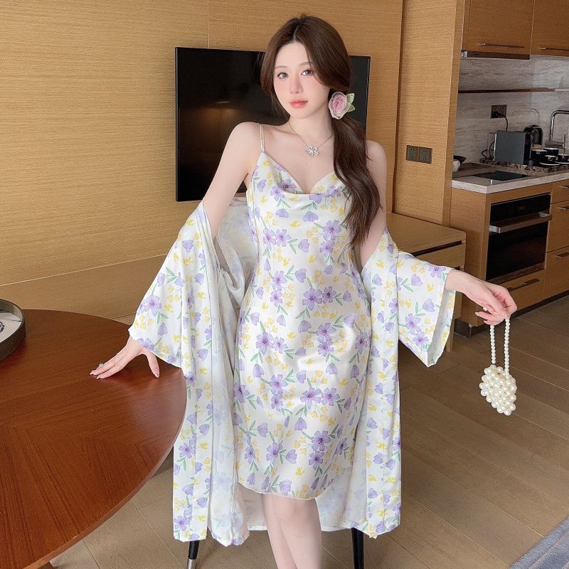 Robe Silk Women - Set Dua Potong Rok Tali Belakang