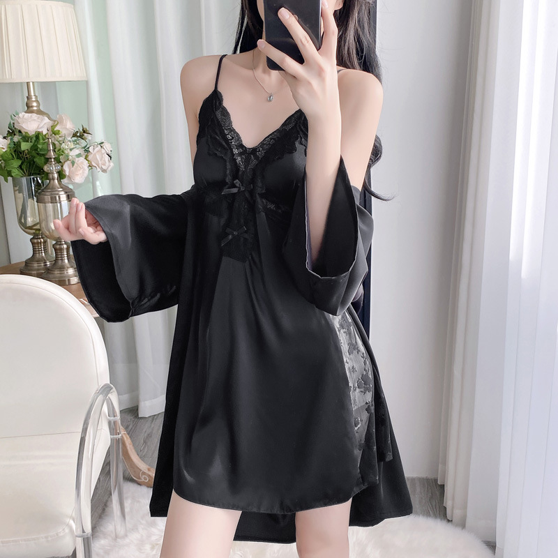 Robe Silk Women - 2 Buah Setelan Jubah Mandi Kerah