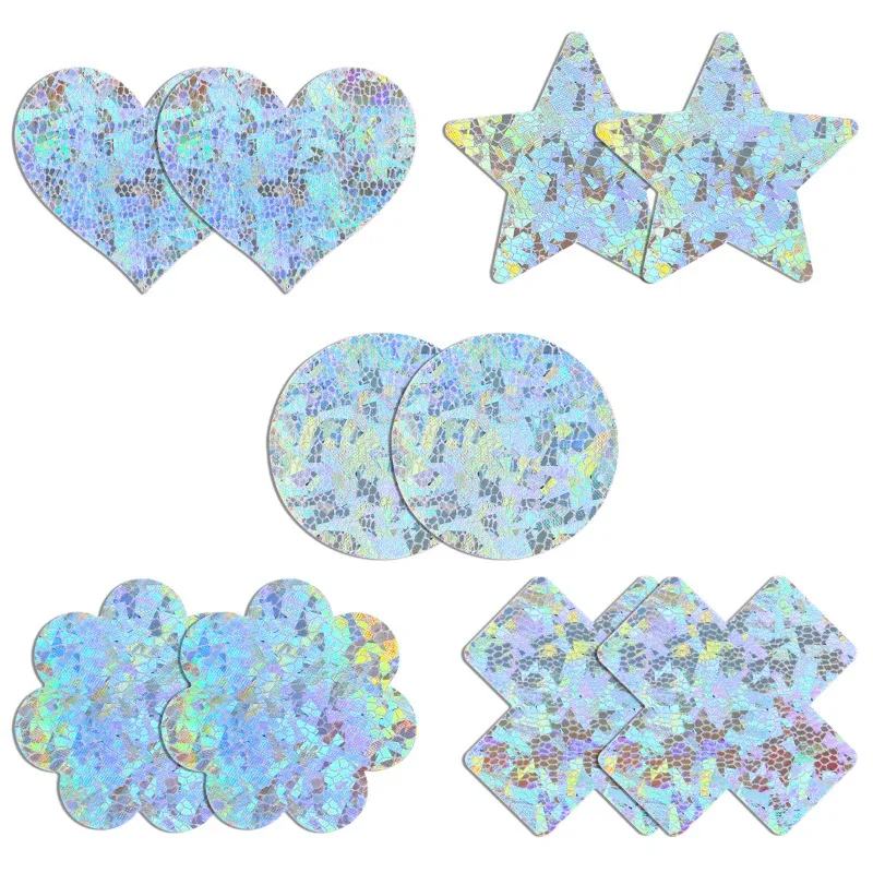 Nipple Cover Pasties - 5 pasang Glitter Pasties puting meliputi
