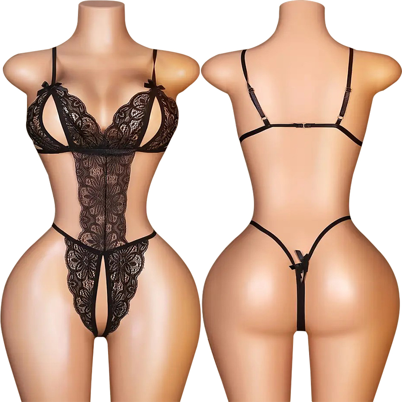 Lace Teddy Lingerie - Lingerie Seksi Tanpa Crotch untuk Wanita,